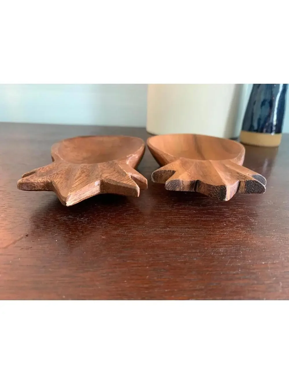 Acacia Wood Pineapple Dish Pair